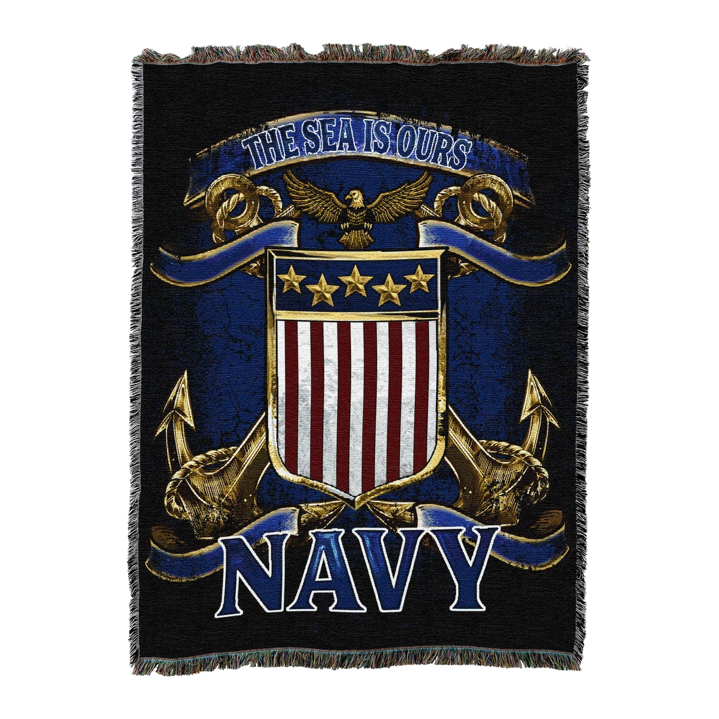 Navy Crest — The Sea Is Ours Blanket